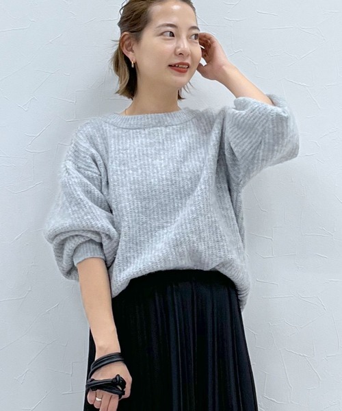 studio CLIP(スタディオクリップ)の「5ゲージフラッフィヤーンWフェイスカーディガン(カーディガン/ボレロ・レディース・ブラック/ライトベージュ/グレー/マスタード・FREE)」の3枚目の写真