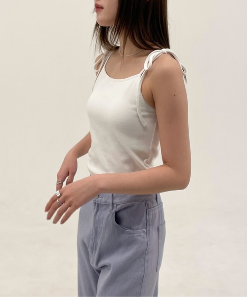 EPIMI E'PIMMY（エピミエピミー）の「カップ付きリボンキャミ（キャミソール・レディース・ブラック/オリーブ/ピンクベージュ/ベージュ/オフホワイト/オートミール・MEDIUM）」の7枚目の写真