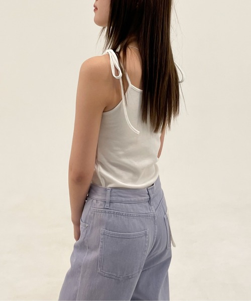 EPIMI E'PIMMY（エピミエピミー）の「カップ付きリボンキャミ（キャミソール・レディース・ブラック/オリーブ/ピンクベージュ/ベージュ/オフホワイト/オートミール・MEDIUM）」の8枚目の写真