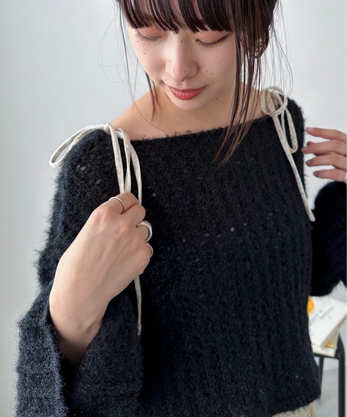 EPIMI E'PIMMY（エピミエピミー）の「カップ付きリボンキャミ（キャミソール・レディース・ブラック/オリーブ/ピンクベージュ/ベージュ/オフホワイト/オートミール・MEDIUM）」の21枚目の写真