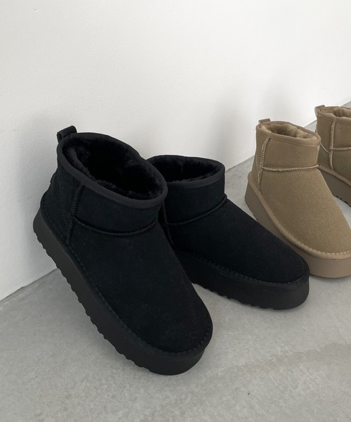 CANAL JEAN(キャナルジーン)の「El mar(エルマール) ショートムートンブーツ(ブーツ・レディース・ブラック/カーキ・23.5/24/24.5)」の2枚目の写真