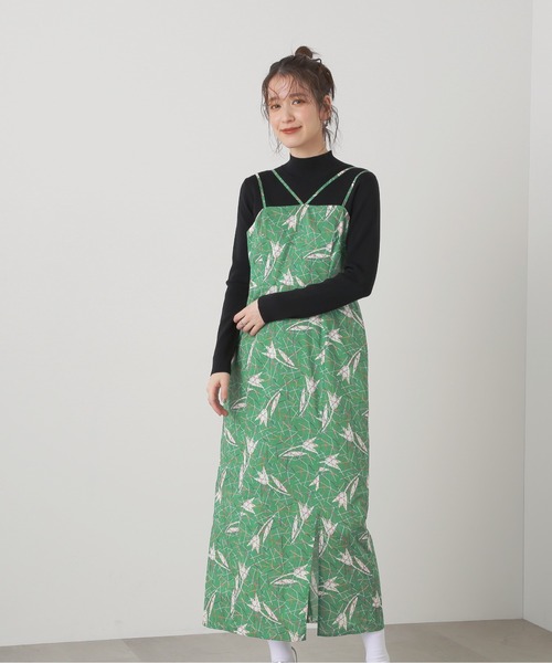 N.（N. Natural Beauty Basic）（エヌエヌナチュラルビューティーベーシック）の「◆ＬＩＢＥＲＴＹ　キャミワンピース（ワンピース・レディース・ブラック/グリーン・MEDIUM）」の6枚目の写真