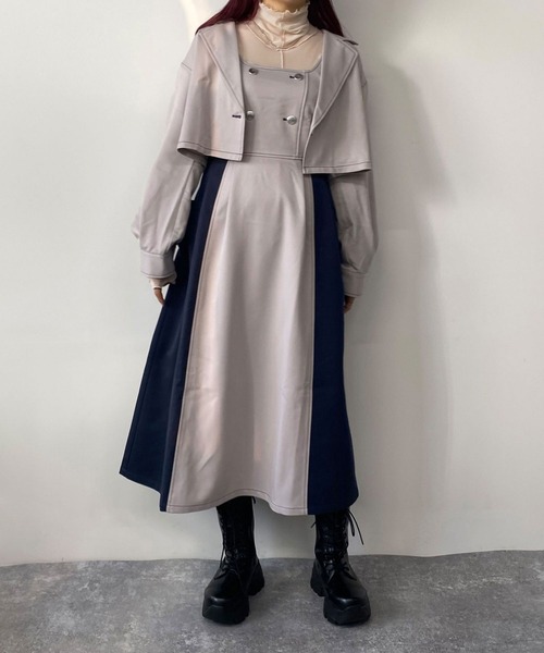 179/WG(イチナナキュウダブルジー)の「セットワンピース/ショートジャケット&ジャンスカ(ジャンパースカート・レディース・その他/チャコールグレー/オフホワイト・MEDIUM)」の3枚目の写真