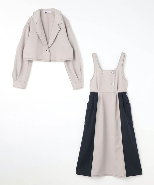 179/WG(イチナナキュウダブルジー)の「セットワンピース/ショートジャケット&ジャンスカ(ジャンパースカート・レディース・その他/チャコールグレー/オフホワイト・MEDIUM)」の7枚目の写真