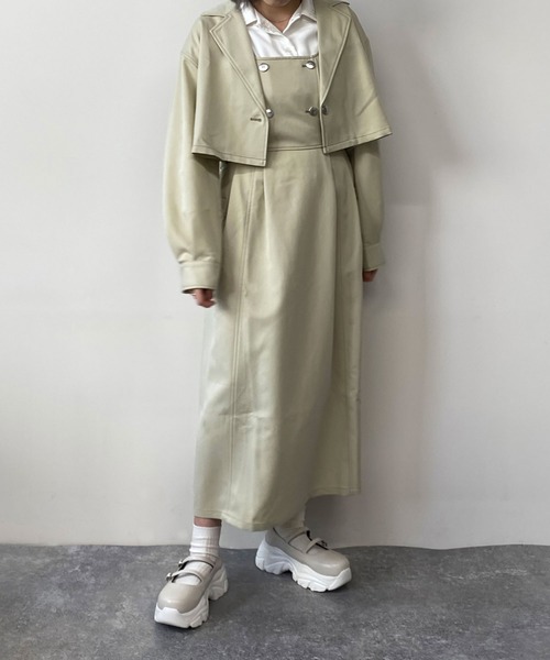 179/WG(イチナナキュウダブルジー)の「セットワンピース/ショートジャケット&ジャンスカ(ジャンパースカート・レディース・その他/チャコールグレー/オフホワイト・MEDIUM)」の6枚目の写真