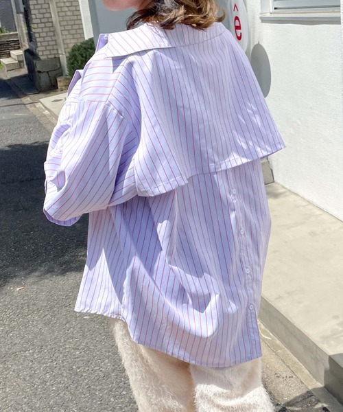 archives（アルシーヴ）の「【LIMITED】SWITCH SLEEVE STRIPE SHIRT（シャツ/ブラウス・レディース・イエロー/ピンク/ラベンダー・MEDIUM）」の2枚目の写真