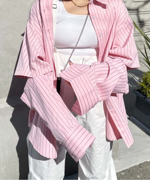 archives（アルシーヴ）の「【LIMITED】SWITCH SLEEVE STRIPE SHIRT（シャツ/ブラウス・レディース・イエロー/ピンク/ラベンダー・MEDIUM）」の8枚目の写真