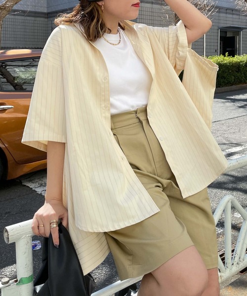 archives（アルシーヴ）の「【LIMITED】SWITCH SLEEVE STRIPE SHIRT（シャツ/ブラウス・レディース・イエロー/ピンク/ラベンダー・MEDIUM）」の9枚目の写真