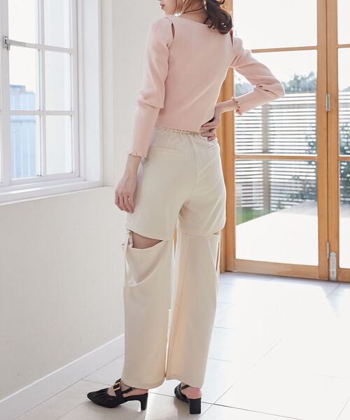 MAJESTIC LEGON（マジェスティックレゴン）の「チェーン付きオープンニット（ニット/セーター・レディース・アイボリー/ピンク/ネイビー・MEDIUM）」の7枚目の写真