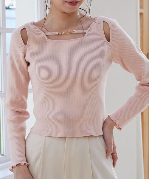 MAJESTIC LEGON（マジェスティックレゴン）の「チェーン付きオープンニット（ニット/セーター・レディース・アイボリー/ピンク/ネイビー・MEDIUM）」の8枚目の写真