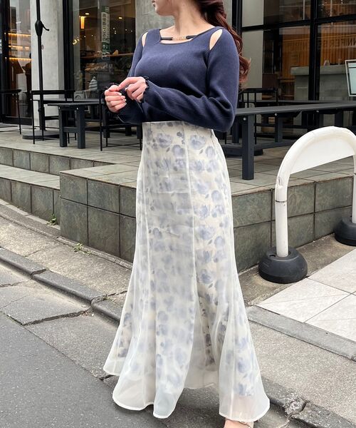 MAJESTIC LEGON（マジェスティックレゴン）の「チェーン付きオープンニット（ニット/セーター・レディース・アイボリー/ピンク/ネイビー・MEDIUM）」の12枚目の写真