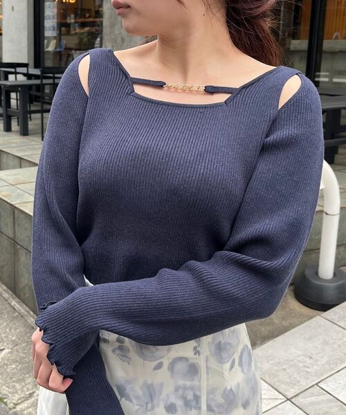 MAJESTIC LEGON（マジェスティックレゴン）の「チェーン付きオープンニット（ニット/セーター・レディース・アイボリー/ピンク/ネイビー・MEDIUM）」の16枚目の写真