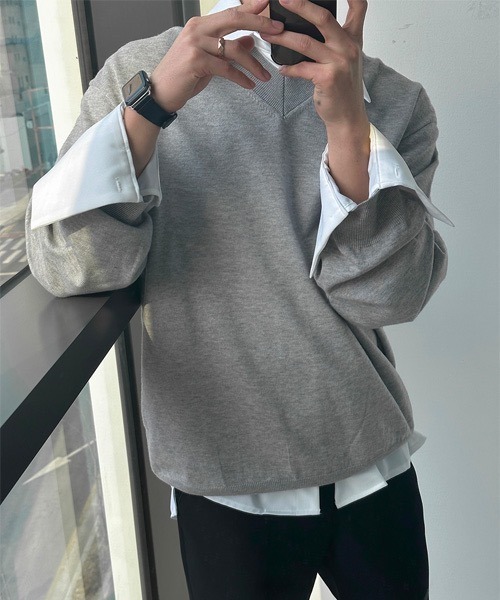 ASCLO(エジュクロ)の「ASCLO 12G Over V Neck Knit(ニット/セーター・メンズ・ブラック/グレー/アイボリー・FREE)」の16枚目の写真