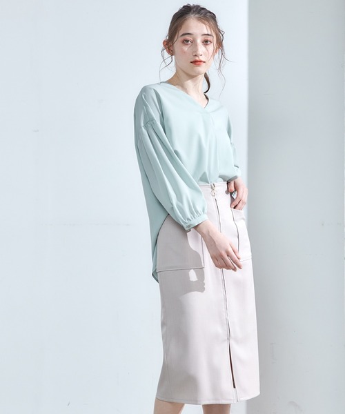 12Twelve Agenda(トゥエルブ アジェンダ)の「シンプルゆるブラウス(シャツ/ブラウス・レディース・ミント/ブルー/オフホワイト・M)」の16枚目の写真
