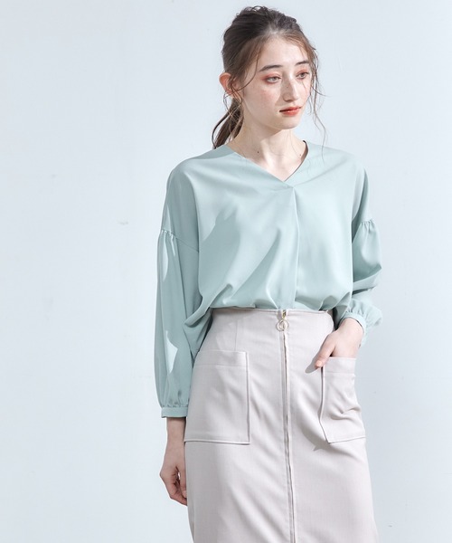 12Twelve Agenda(トゥエルブ アジェンダ)の「シンプルゆるブラウス(シャツ/ブラウス・レディース・ミント/ブルー/オフホワイト・M)」の8枚目の写真