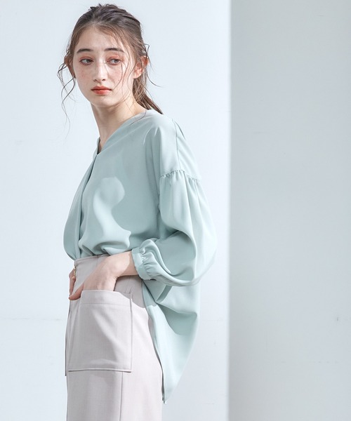12Twelve Agenda(トゥエルブ アジェンダ)の「シンプルゆるブラウス(シャツ/ブラウス・レディース・ミント/ブルー/オフホワイト・M)」の4枚目の写真