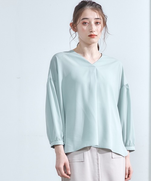 12Twelve Agenda(トゥエルブ アジェンダ)の「シンプルゆるブラウス(シャツ/ブラウス・レディース・ミント/ブルー/オフホワイト・M)」の9枚目の写真