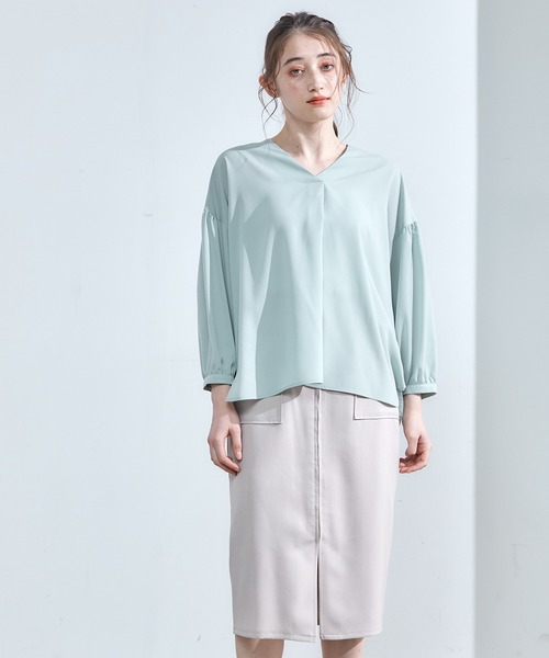12Twelve Agenda(トゥエルブ アジェンダ)の「シンプルゆるブラウス(シャツ/ブラウス・レディース・ミント/ブルー/オフホワイト・M)」の15枚目の写真