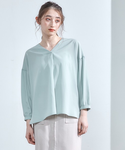12Twelve Agenda(トゥエルブ アジェンダ)の「シンプルゆるブラウス(シャツ/ブラウス・レディース・ミント/ブルー/オフホワイト・M)」の5枚目の写真