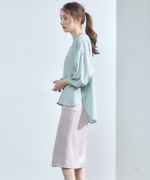 12Twelve Agenda(トゥエルブ アジェンダ)の「シンプルゆるブラウス(シャツ/ブラウス・レディース・ミント/ブルー/オフホワイト・M)」の17枚目の写真
