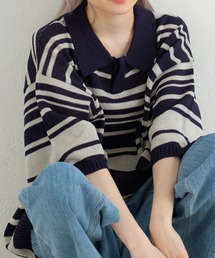 WHIMSIC | 【UNISEX】マルチボーダーニットポロシャツ(ポロシャツ)