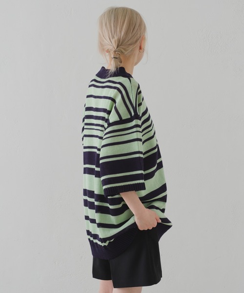 WHIMSIC(ウィムジック)の「【UNISEX】マルチボーダーニットポロシャツ(ポロシャツ・メンズ・ミント/ベージュ/ネイビー・FREE)」の18枚目の写真