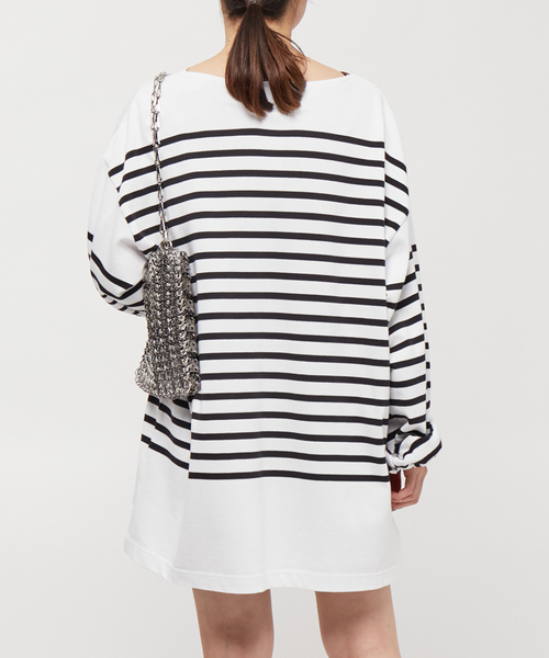 AP STUDIO（エーピーストゥディオ）の「《追加》【JOHNBULL/ジョンブル】オーバーサイズバスクTシャツ（Tシャツ/カットソー・レディース・ホワイト/ブラック・FREE）」の4枚目の写真