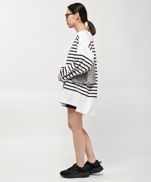 AP STUDIO（エーピーストゥディオ）の「《追加》【JOHNBULL/ジョンブル】オーバーサイズバスクTシャツ（Tシャツ/カットソー・レディース・ホワイト/ブラック・FREE）」の6枚目の写真