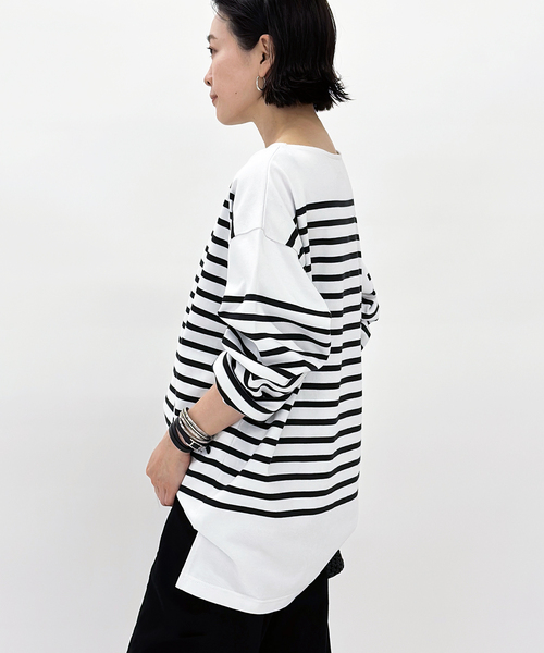 AP STUDIO（エーピーストゥディオ）の「《追加》【JOHNBULL/ジョンブル】オーバーサイズバスクTシャツ（Tシャツ/カットソー・レディース・ホワイト/ブラック・FREE）」の9枚目の写真