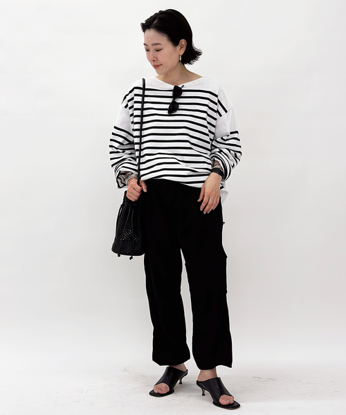 AP STUDIO（エーピーストゥディオ）の「《追加》【JOHNBULL/ジョンブル】オーバーサイズバスクTシャツ（Tシャツ/カットソー・レディース・ホワイト/ブラック・FREE）」の11枚目の写真