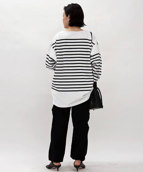 AP STUDIO（エーピーストゥディオ）の「《追加》【JOHNBULL/ジョンブル】オーバーサイズバスクTシャツ（Tシャツ/カットソー・レディース・ホワイト/ブラック・FREE）」の13枚目の写真