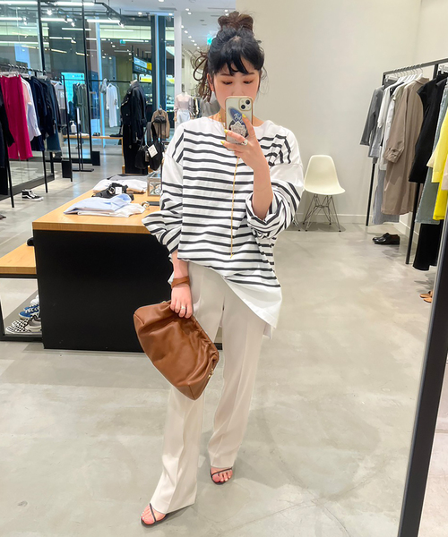 AP STUDIO（エーピーストゥディオ）の「《追加》【JOHNBULL/ジョンブル】オーバーサイズバスクTシャツ（Tシャツ/カットソー・レディース・ホワイト/ブラック・FREE）」の16枚目の写真