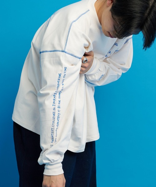 SOUNDSGOOOOD（サウンズグッド）の「【SOUNDS GOOOOD / サウンズグッド】ランダム刺繍袖USAコットンBIGロンTee（Tシャツ/カットソー・レディース・パープル/オフホワイト/イエロー/ブルー/ブラック/ピンク/ホワイト・FREE）」の11枚目の写真