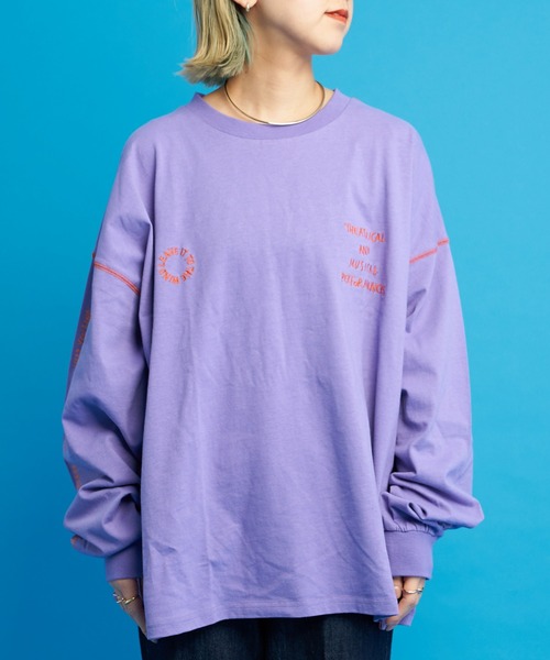 SOUNDSGOOOOD（サウンズグッド）の「【SOUNDS GOOOOD / サウンズグッド】ランダム刺繍袖USAコットンBIGロンTee（Tシャツ/カットソー・レディース・パープル/オフホワイト/イエロー/ブルー/ブラック/ピンク/ホワイト・FREE）」の12枚目の写真