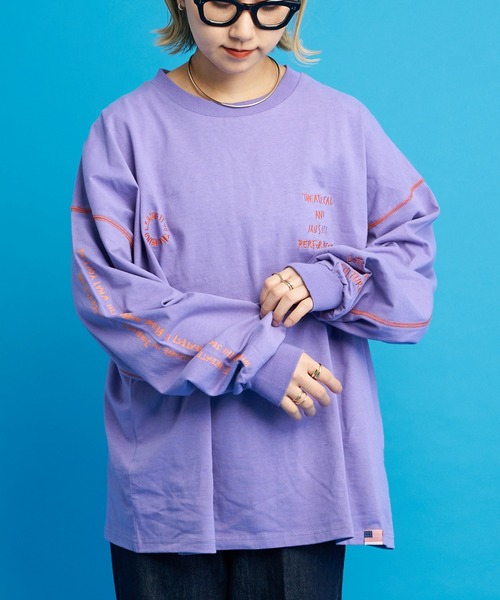 SOUNDSGOOOOD（サウンズグッド）の「【SOUNDS GOOOOD / サウンズグッド】ランダム刺繍袖USAコットンBIGロンTee（Tシャツ/カットソー・レディース・パープル/オフホワイト/イエロー/ブルー/ブラック/ピンク/ホワイト・FREE）」の22枚目の写真