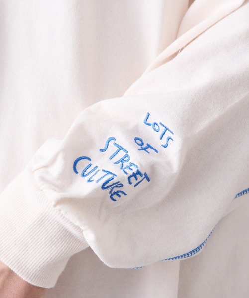 SOUNDSGOOOOD（サウンズグッド）の「【SOUNDS GOOOOD / サウンズグッド】ランダム刺繍袖USAコットンBIGロンTee（Tシャツ/カットソー・レディース・パープル/オフホワイト/イエロー/ブルー/ブラック/ピンク/ホワイト・FREE）」の20枚目の写真