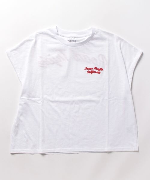 Ocean Pacific（オーシャンパシフィック）の「【OP:オーピー】レディースバックチェーン刺繍Tシャツ（Tシャツ/カットソー・レディース・ホワイト/チャコールグレー/イエロー/グリーン・LARGE/MEDIUM）」の2枚目の写真