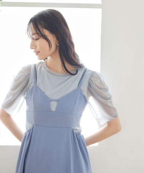 mysty woman（ミスティウーマン）の「サイドオープンフレアキャミワンピース　904112（ワンピース・レディース・ブラック/ホワイト系その他/ブルー・FREE）」の14枚目の写真