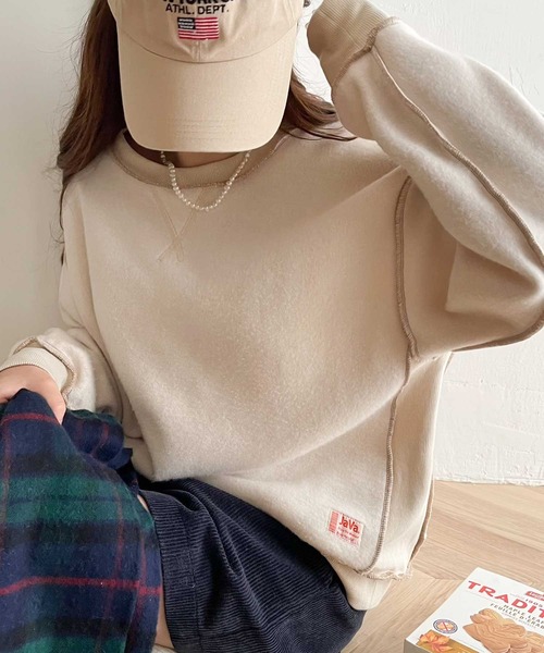 Java(ジャバ)の「《Java ジャバコラボ》2wayリバーシブル裏起毛×キルティング切替プルオーバー(スウェット・レディース・アイボリー/イエロー/ブラック/モカ/ネイビー/カーキ・LARGE/MEDIUM/X-LARGE/SMALL)」の2枚目の写真