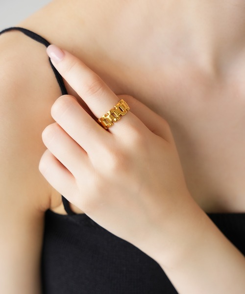 IAMUSE（アイアミューズ）の「金属アレルギー対応　ワイドチェーンリング S0994【IAMUSE】（リング・レディース・シルバー/ゴールド・FREE）」の6枚目の写真