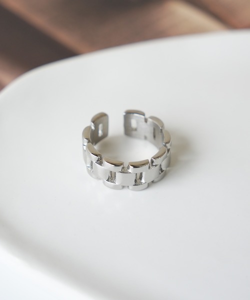 IAMUSE（アイアミューズ）の「金属アレルギー対応　ワイドチェーンリング S0994【IAMUSE】（リング・レディース・シルバー/ゴールド・FREE）」の10枚目の写真