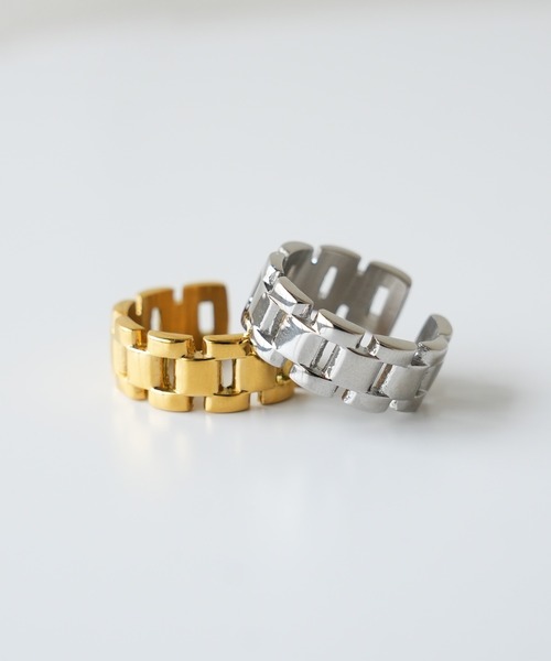 IAMUSE（アイアミューズ）の「金属アレルギー対応　ワイドチェーンリング S0994【IAMUSE】（リング・レディース・シルバー/ゴールド・FREE）」の3枚目の写真