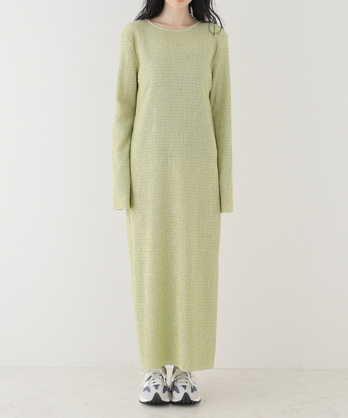 SLOBE citron.（スローブシトロン）の「SLOBE citron. シャーリングボーダーワンピース（ワンピース・レディース・ライトグリーン/オレンジ・FREE）」の17枚目の写真