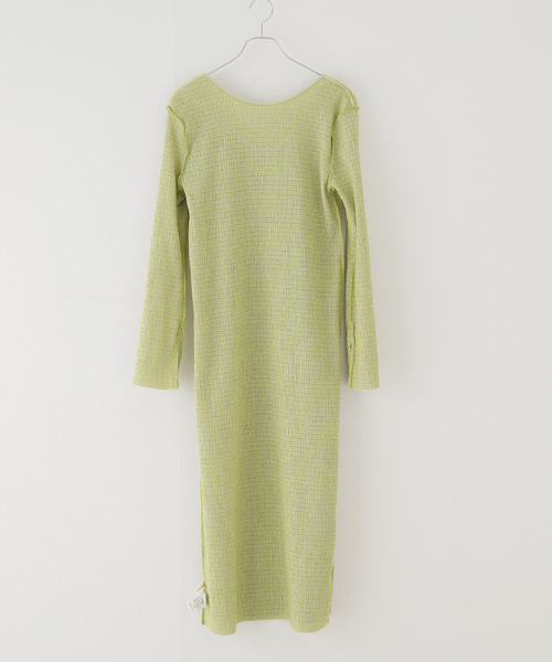 SLOBE citron.（スローブシトロン）の「SLOBE citron. シャーリングボーダーワンピース（ワンピース・レディース・ライトグリーン/オレンジ・FREE）」の21枚目の写真