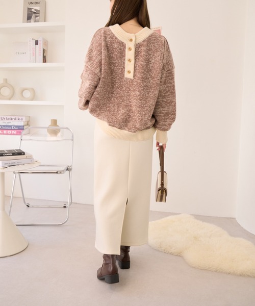 Ada.(エイダ)の「シワになりにくい ポンチ素材 Iラインスカート(スカート・レディース・ピンク/アイボリー/ブラック・FREE)」の4枚目の写真
