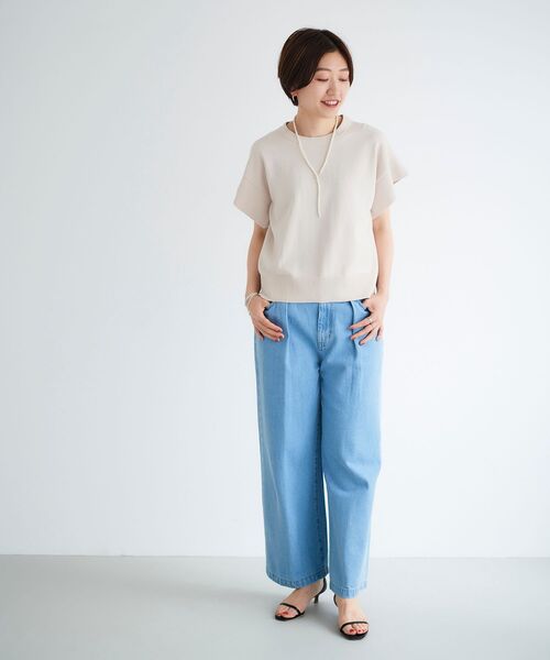 le.coeur blanc（ルクールブラン）の「フレアスリーブニットプルオーバー（ニット/セーター・レディース・ブルー/ダークグレー/キャメル/グレイッシュベージュ・38）」の6枚目の写真