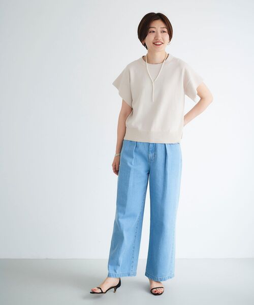 le.coeur blanc（ルクールブラン）の「フレアスリーブニットプルオーバー（ニット/セーター・レディース・ブルー/ダークグレー/キャメル/グレイッシュベージュ・38）」の7枚目の写真