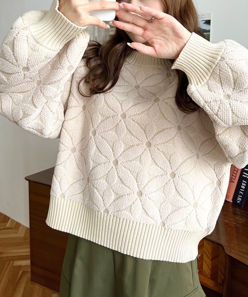 【Mardi Mercredi】★人気★オーバーセーターバミューダフラワー Mardi Mercredi】☆人気☆オーバーセーターバミューダフラワー