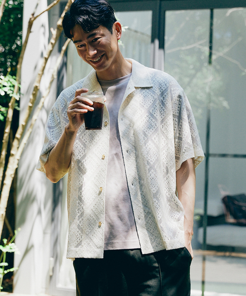 JOURNAL STANDARD relume（ジャーナルスタンダード　レリューム）の「サマーレース 半袖シャツ（シャツ/ブラウス・メンズ・アイボリー/ウッド/モスグリーン・MEDIUM/LARGE）」の19枚目の写真