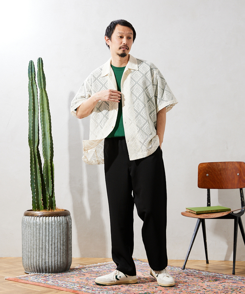 JOURNAL STANDARD relume（ジャーナルスタンダード　レリューム）の「サマーレース 半袖シャツ（シャツ/ブラウス・メンズ・アイボリー/ウッド/モスグリーン・MEDIUM/LARGE）」の13枚目の写真